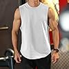 Men's Workout Bodybuilding Tank Tops Athletic Training Gym Shirts Vest Cotton Cut Off Sleeveless Muscle T-Shirt White 2XL #3