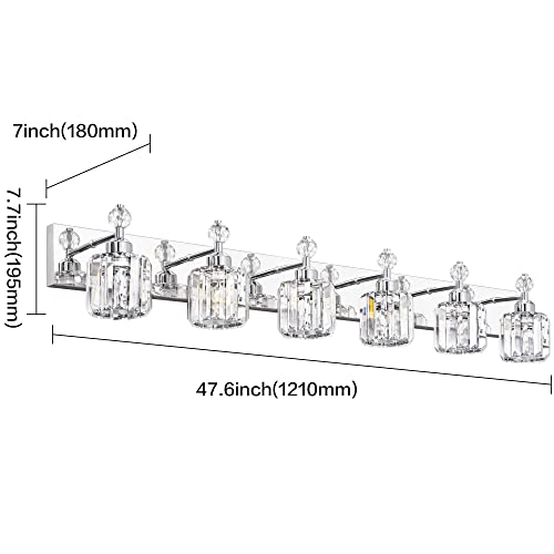 PRESDE Crystal 6 Light Bathroom Vanity Lights Chrom Bathroom Lights Fixtures Over Mirror M - image 4