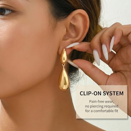 Aretes estilo lágrima doble clip para mujer miniatura 6