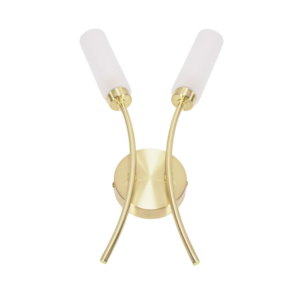 Valuelights Gold Maya 2 Way Curved Upright Reed Shaded Wall Light In