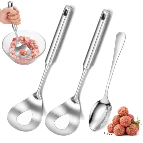 Eadwe Stainless Steel Meatball Spoon Set and Meat Scraper