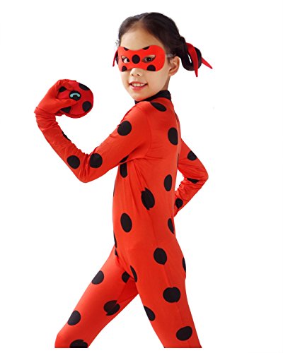 DAZCOS Child Size Cosplay Costume Black Spot Red Jumpsuit with Headwear (3-4T) - Thumbnail 2