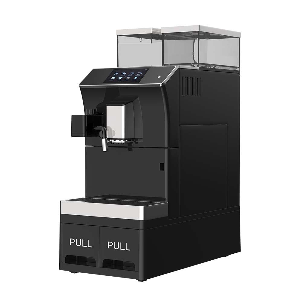 Automatic Coffee Machine with Bean Grinder, 19 Bar Pressure, 5-Inch TFT Touchscreen, Black, Multiple Water Modes, 18.7x18.7x23.8 Inch