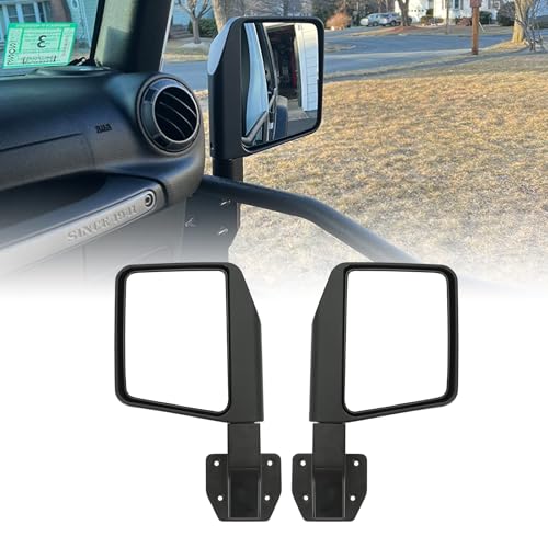 SUNPIE Half Tube Door Side Mirrors Side Mirror Door Off Mirrors Compatible with 1997-2025 Wrangler JK JL TJ Gladiator 4-Bolt Tube Half Doors Pack of 2
