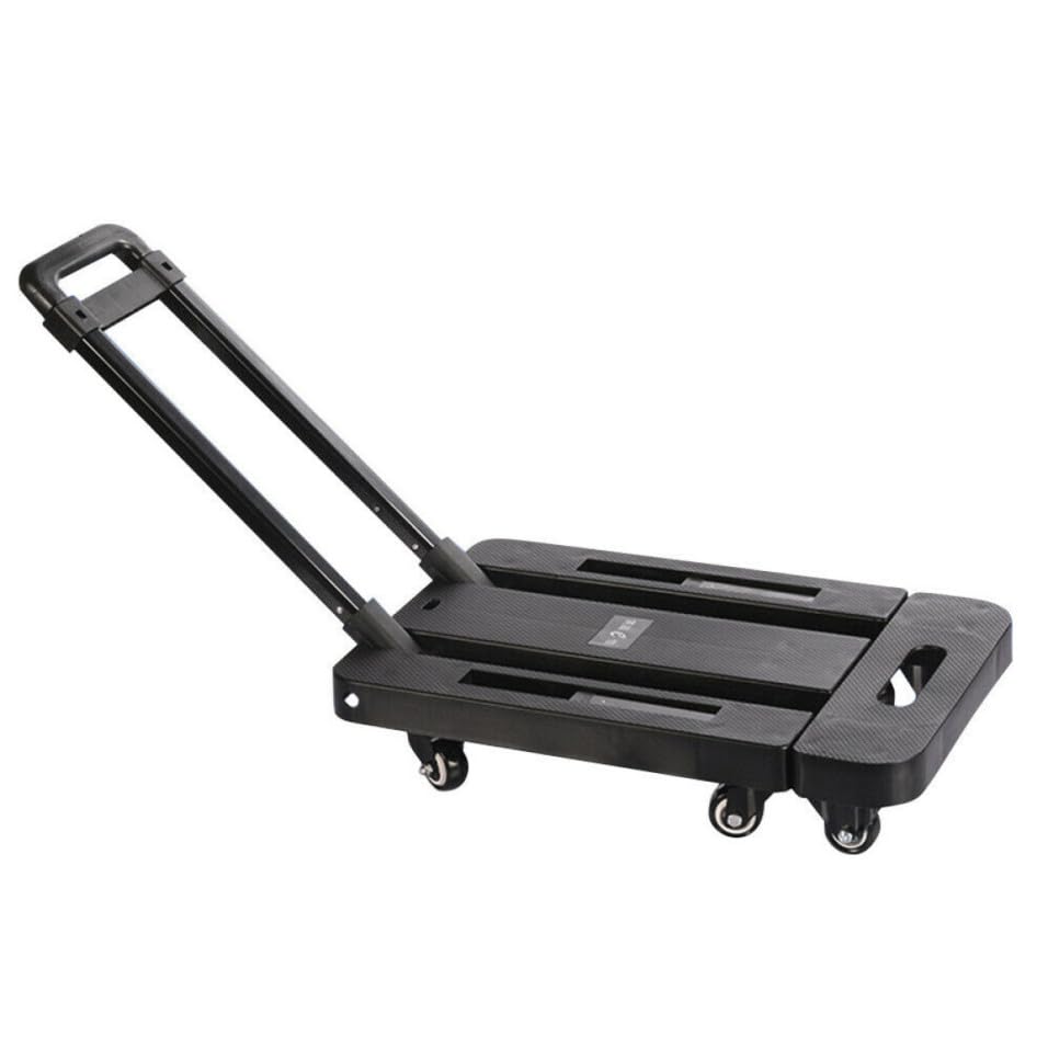 Carrito de transporte plegable negro que elimina el ruido y el esfuerzo al mover cargas