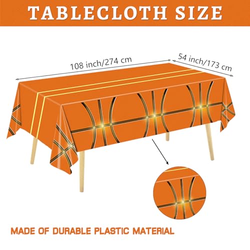 Image of QIYANPAX 4 Pieces Basketball Tablecloth - Basketball Birthday Party Decorations Basketball Table Cloth Soccer Tablecloth Plastic Table Cover for Basketball Party Decorations, 54 x 108 Inch