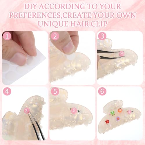 Set de 8 pinzas para el cabello DIY acrílicas con accesorios miniatura 3