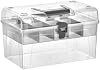 Multi-Purpose Portable Transparent Organizer Box with Adjustable Plastic Partition Makeup Hobby Storage Box Tool Container for Office Desk Transparent, Medium