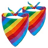 Aqltidiz 2 Pack Rainbow Bandanas, Colorful Scarf, Multi-Purpose Headband, Cowboy Handkerchief, Dog Scarf for Large Dogs