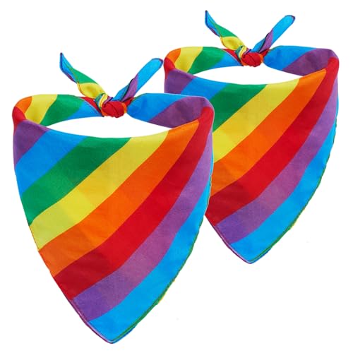 Aqltidiz 2 Pack Rainbow Bandanas, Colorful Scarf, Multi-Purpose Headband, Cowboy Handkerchief, Dog Scarf for Large Dogs