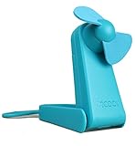 O2COOL Personal Battery Pocket and Table Desk Fan - Carabiner Clip - Flip Down Stand - Quiet - Foam Blades - Teal