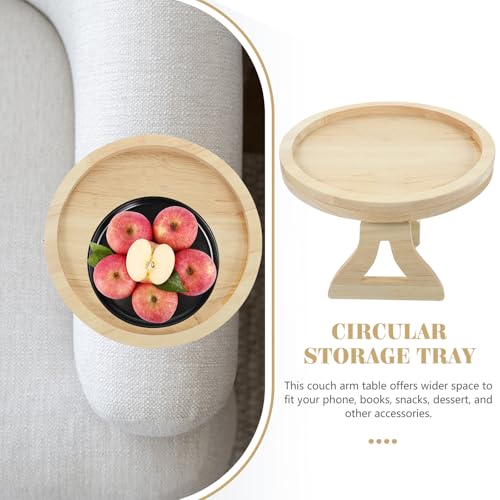 Mesa de sofá plegable para salón con bandeja lateral de madera redonda 5