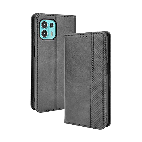 WEIOU Funda para Motorola Moto Edge 20 Lite Funda Libro, Flip Carcasa Magnética con Soporte y Cartera para Tarjetas, Premium PU/TPU Cuero Case Cover Billetera. Negro