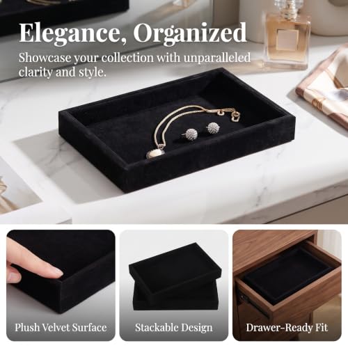 Dzrige Velvet Stackable Jewelry Tray Organizer for Drawer Ring Necklace — view 5