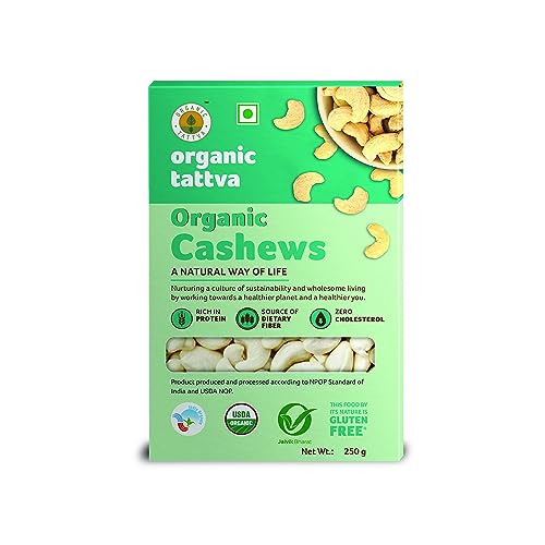 Image of Organic Tattva Cashews (Kaju) | Premium Cashew 250gm-W320 | Rich in Protein, Healthy Fats & Minerals | Crunchy, Creamy Texture | Gluten-Free, Vegan Dry Fruit Snack | Ideal for Cooking & Snacking