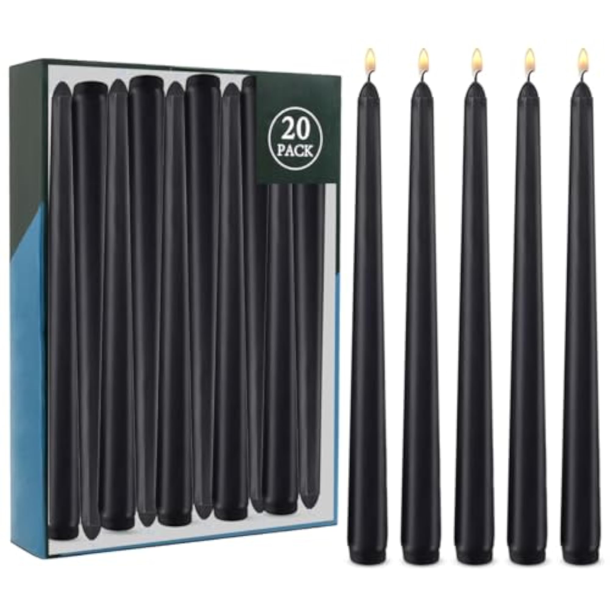 20 Pack 10 inch Black Taper Candles