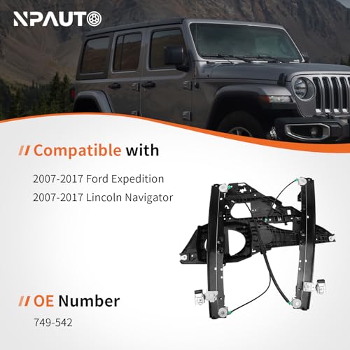 Image of Front Left Power Window Regulator with Panel Without Motor for Expedition