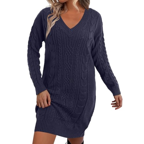 Robe en tricot haut de gamme avec col V et manches longues