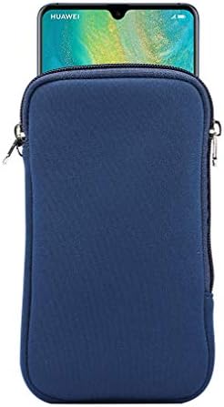 Neoprene Shock Absorbing Proof Pouch Cell Phone Sleeve Case Zipper Neck Strap for iPhone 17 Pro Max 16 Pro Max Samsung Galaxy S25 Ultra S24 Ultra A16 A26 A36 A05 A06 Moto G Power 2025 (Blue)