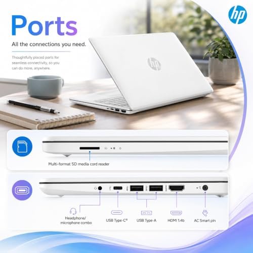 HP Home and Student Essential Laptop, 8GB RAM, Intel Inside, Anti-Glare Display, 64GB SSD, Fast Charge, no Mouse, Windows 11 s — view 7
