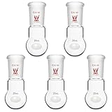 [5 Pack] CS Labglass 25ml Single Neck Round Bottom Flask with 24/40 Standard Taper Outer Joint, Borosilicate Glass Boiling Flask, Lab Glassware