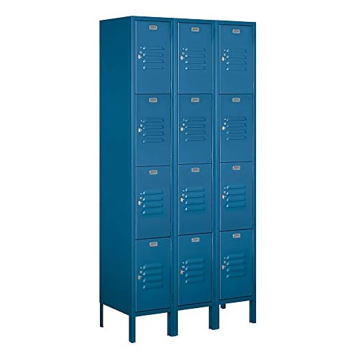 Salsbury Industries 64365BL-U 12" Four Tier Standard, 3 Wide x 6 Feet High x 15 Inches Deep, Unassembled Metal Locker, Blue