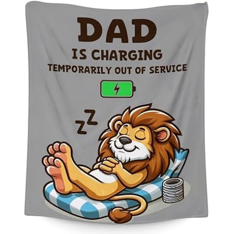 Wedinosaurnes Gift Blanket for Dad, 60 x 50 Inches Lightweight Throw Blanket for Christmas, Birthday Funny Gift for Dad, Warm Cozy Lion Pattern Throw Blanket for Living Room, Bed, Sofa, Office Cover