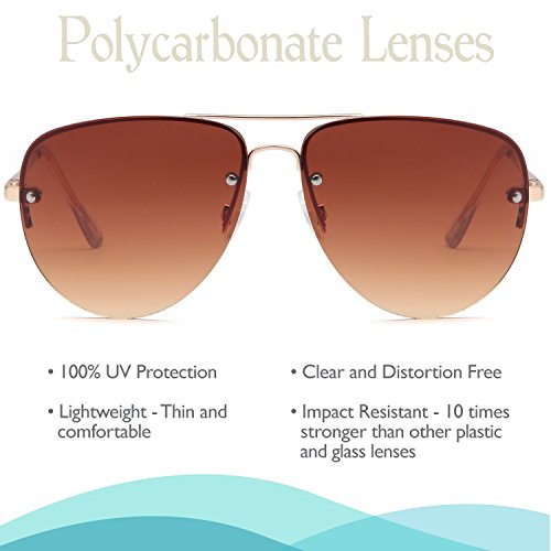 SUNLOUNGER Womens Oversized Aviator Sunglasses – Gradient Brown Lens on Gold Frame3