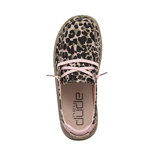 Image of HEYDUDE Girl's Wendy Youth Leo Nut Size 4 | Girl's Shoes | Girl's Lace Up Loafers | Comfortable & Light-Weight