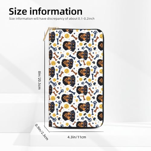 Leather Thin Slim Wallets for Women Men - Fashion Rottweiler Dog Cute Print Card Wallet Holder with Zipper2