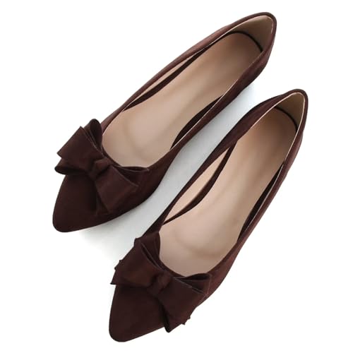 Image of SAILING LU Ballet Flats Shoes for Women's Dressy Comfortable Slip On Pointed Toe Ballerina Walking Flats Loafers Business Casual Brown Size 10