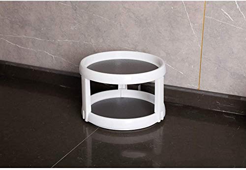 Haushalt Doppelschicht Drehbare Lagerung Plattenspieler Behälter Regal Küchenschrank Kosmetik Organizer Artikel,Weiß