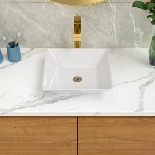 image for Lordear Bathroom Vessel Sink Square 16 Inch Modern Square Above Counte