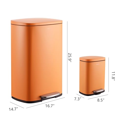 happimess-HPM1006K-Connor-Rectangular-132-Gallon-Trash-Can-with-Soft-Close-Lid-and-Free-Mini-Trash-Can-Carrot-Cake-Fingerprint-Resistant-Modern-Minimalistic-for-Home-Kitchen-Bedroom-Bathroom happimess HPM1006K Connor Rectangular 132 Gallon Trash Can with Soft Close Lid and Free Mini Trash Can Carrot Cake Fingerprint Resistant Modern Minimalistic for Home Kitchen Bedroom Bathroom