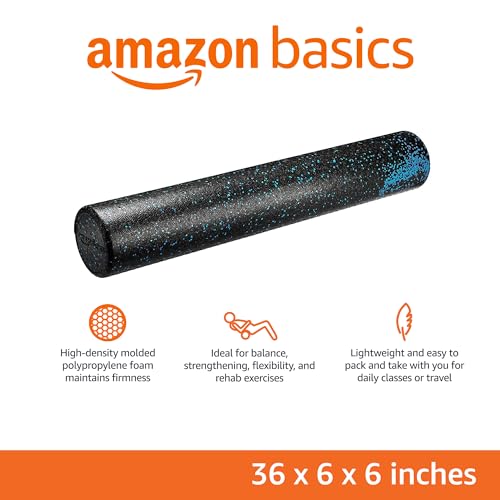 Amazon Basics High Density Foam Roller for Exercise and Recovery, 36 Inches, Blue Speckled view 2