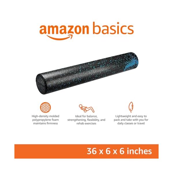 Amazon Basics High Density Foam Roller for Exercise and Recovery, 36 Inches, Blue Speckled - Image 2