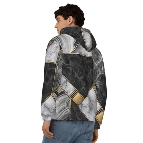 Sweat à capuche chaud imprimé marbre pour soirées fraîches et mi-saison