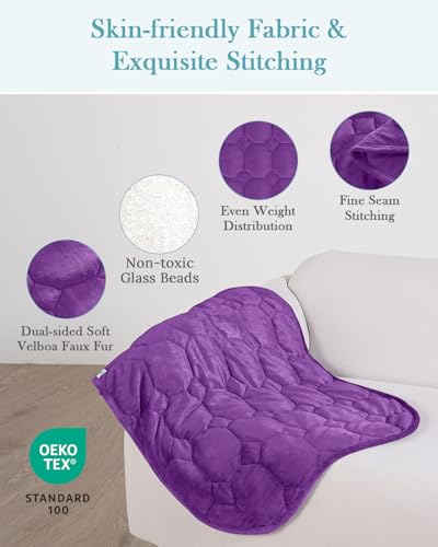 Image of Topblan Weighted Lap Blanket 7lbs for Adults, Small Weighted Blanket Throw for Napping, Relaxation, Calming and Travel, Skin Friendly & Machine Washable for All-Season, Dark Purple 24x29 inches