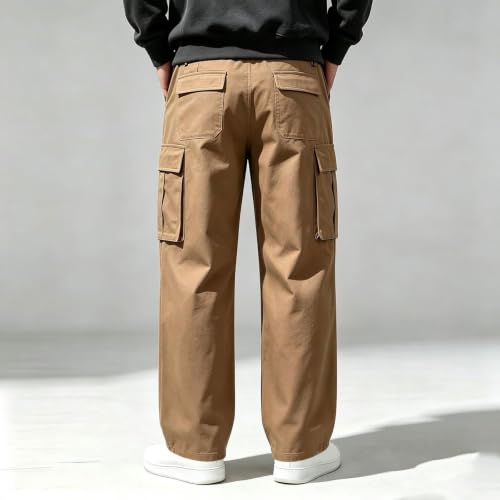 Men's Straight Wide Leg Cargo Pants High Waisted Casual Tactical Work Pants - image 7