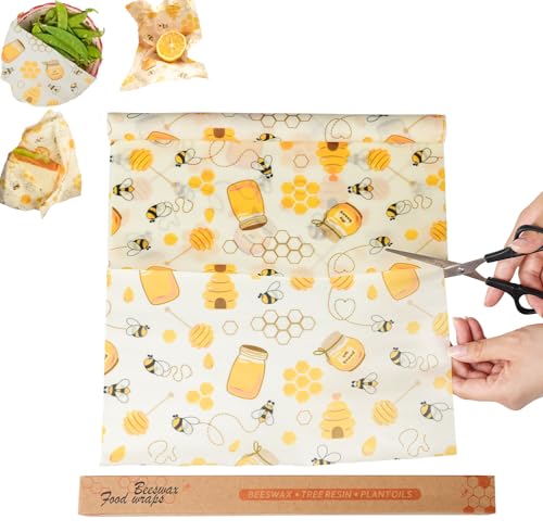 Reusable Beeswax Wraps for Food – 13" x 40" Cut-to-Size Cheese Ba...