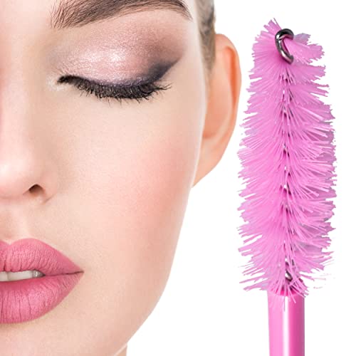 Foto von Wimpernbürsten Einweg, 100 Stück Kosmetik Pinsel für Wimpern und Augenbrauen, Mascara Zauberstäbe für Beauty-Salon und Hausgebrauch (Pink)