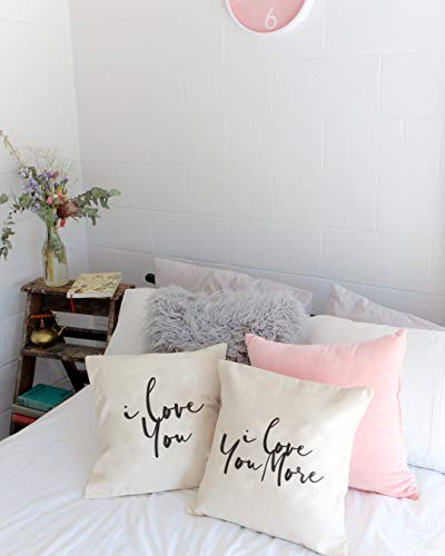 The Cotton & Canvas Co. I Love You, I Love You More Home Decor Pillow Cover, Pillowcase, Cushion Cover, Decorative Throw Pillow Cover, 2-Pack #TOP3