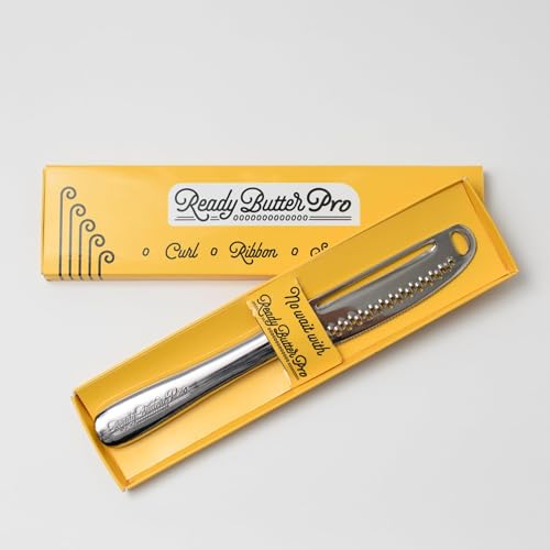 Houseify READY BUTTER PRO 3-in-1 Butter Knife - Stainless Steel Serrated Knife With Holes in Blade - Cold Butter Spreader, Curler & Micro Grater - Dishwasher Safe