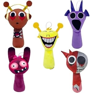 jialeih 8Inch Sprunki Plush Toy 5Pcs Set Funny Sprunki Plushies for Games Fans Super Soft Collectible Stuffed Toy Christmas Birthday Gifts for Boys Girls and Fans (5Pcs-10)