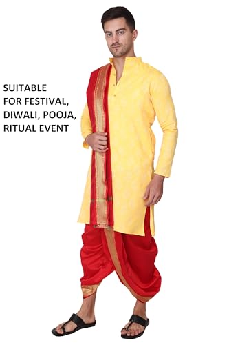 Rameshwaram Fabrics Silk Ready to Wear Dhoti for men, Readymade Dhoti Pant with Dupatta, Suitable with Kurta, Free Size4