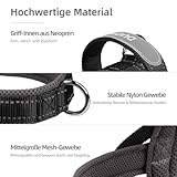 LiebeDD Hundegeschirr mit Leine für Mittelgroße Kleine Hunde Welpen, Bunt Farbblock Geschirr, Mesh Gepolstert Brustgeschirr Hund mit Griff und Brustring, Reflektierend & Leicht, Schwarzgrau, L