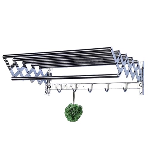 WADRBSW スケーラブルウォールマウント折りたたみ式衣類乾燥ラック、拡張可能な壁乾燥機、衣類エアラー省スペースランドリーコートハンガーラックハンギングタオルフック(100cm)幸せを追求する