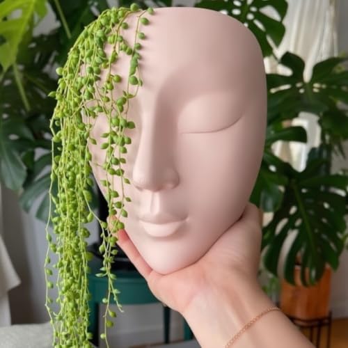 Image of Ceramic Lady Face Wall Hanging Planter (7 Inches, Pink) | Abstract Face Vase for Indoor Plants | Succulent Planter for Living Room, Balcony & Office Decor | Aesthetic Home Decor Gift