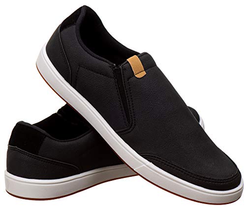 Tênis Masculino Slip On Sapatênis Calce Fácil - AS019 Cor:Preto-Branco;Tamanho:42