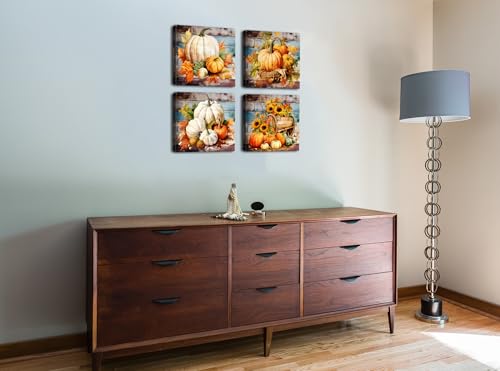 Rustic-Pumpkin-Wall-Art-Fall-Themed-Maple-Leaves-Sunflower-Canvas-Wall-Decor-for-Kitchen-Living-Room-Home-Decorations-Farmhouse-Autumn-Pictures-Vintage-Wood-Grain-Prints-Modern-Artworks-12×12-4-Pcs Rustic Pumpkin Wall Art Fall Themed Maple Leaves Sunflower Canvas Wall Decor for Kitchen Living Room Home Decorations Farmhouse Autumn Pictures Vintage Wood Grain Prints Modern Artworks 12×12 4 Pcs